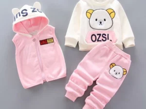 3-piece Kid Bear Embroidery Thickened Set (12M-4Y)