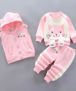 3-piece Kid Bear Embroidery Thickened Set (12M-4Y)