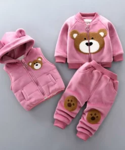 3-piece Kid Bear Embroidery Thickened Set (12M-4Y)