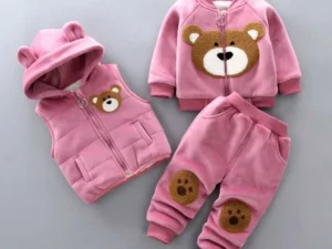 3-piece Kid Bear Embroidery Thickened Set (12M-4Y)