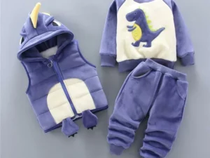 3-piece Kid Bear Embroidery Thickened Set (12M-4Y)