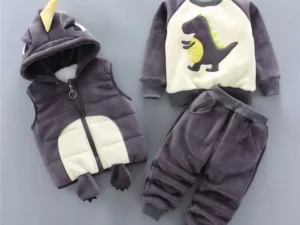 3-piece Kid Bear Embroidery Thickened Set (12M-4Y)