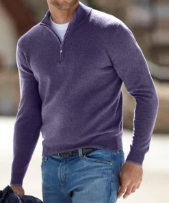 Męski kaszmirowy sweter z zamkiem błyskawicznym