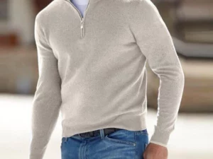 Men's Cashmere Zipper Basic Sweater
