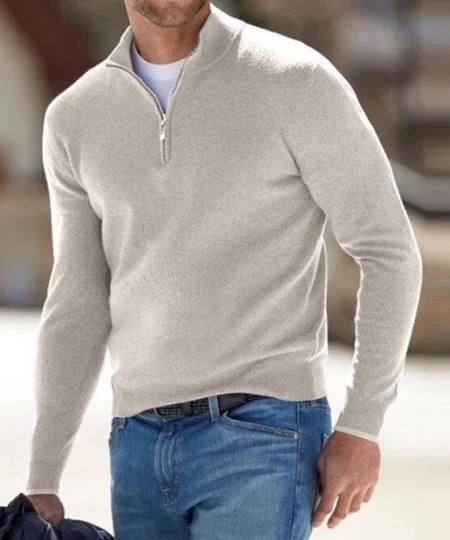 Men's Cashmere Zipper Basic Sweater