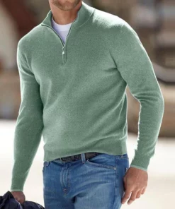 Męski kaszmirowy sweter z zamkiem błyskawicznym