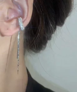 (2022 Nyårs Hot Rea - 50 % rabatt nu) Cube Molecular Tassel Long Ear Clip (KÖP 4 FÅ 20 % RABATT NU)