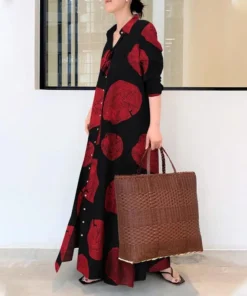 Circle Print Maxi Shirt Dress
