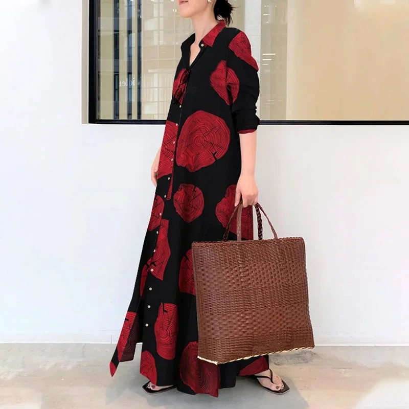 Circle Print Maxi Shirt Dress