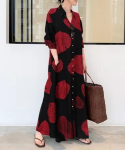 Circle Print Maxi Shirt Dress