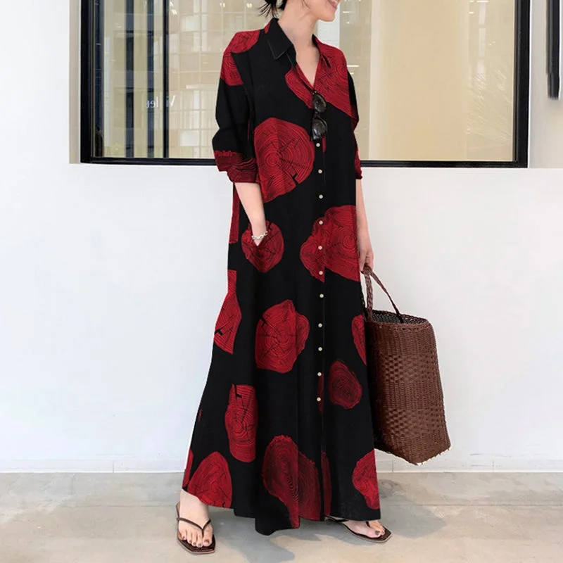 Circle Print Maxi Shirt Dress