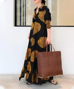 Circle Print Maxi Shirt Dress