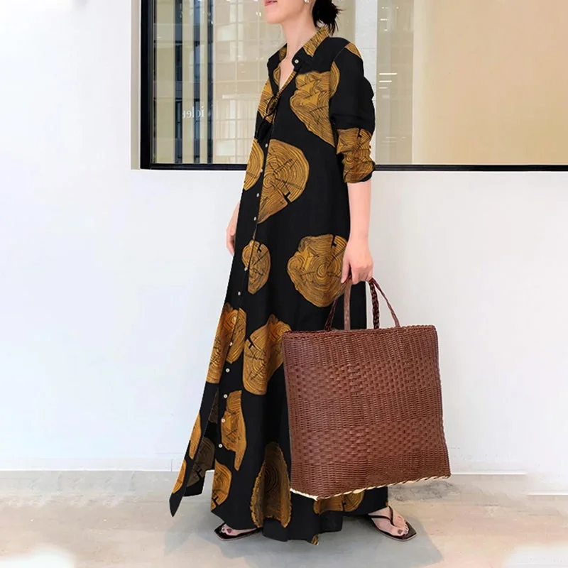 Circle Print Maxi Shirt Dress