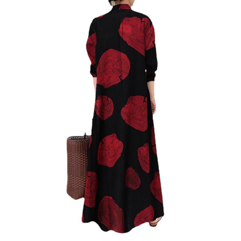 Circle Print Maxi Shirt Dress