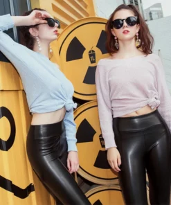 2022 S-Shaped PU Leather Leggings