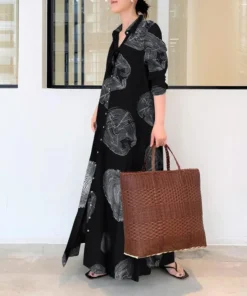 Circle Print Maxi Shirt Dress