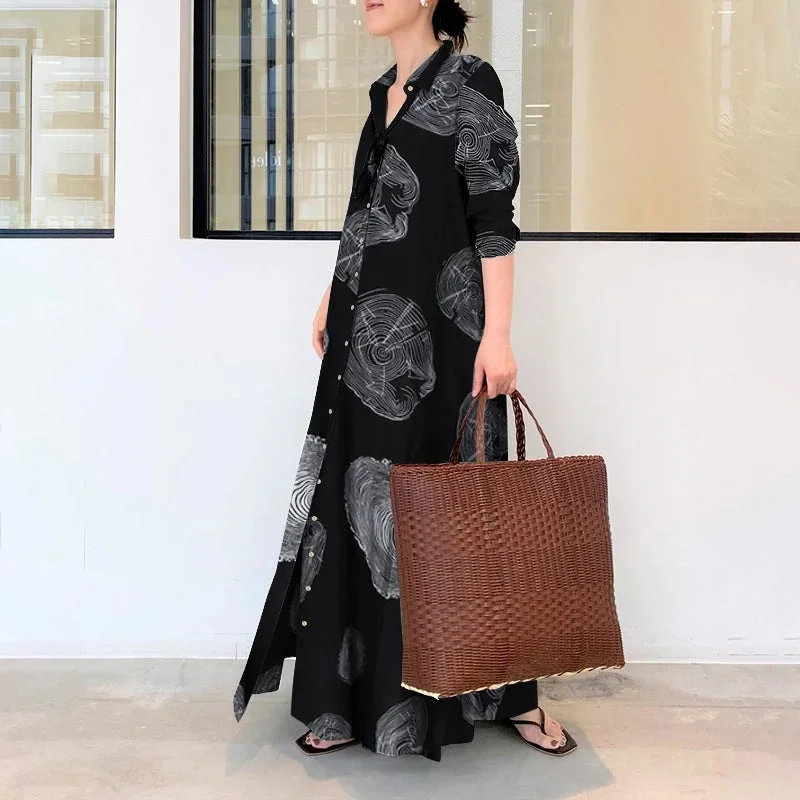 Circle Print Maxi Shirt Dress