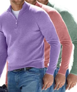 Maglione basic da uomo in cashmere con cerniera