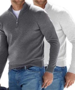 Suéter básico de cachemir con cremallera para hombre