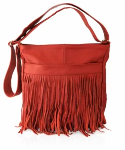 Deluxe Front-Fringed Messenger Bag - Red Color