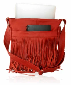 Deluxe Front-Fringed Messenger Bag - Red Color