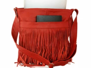 Deluxe Front-Fringed Messenger Bag - Red Color