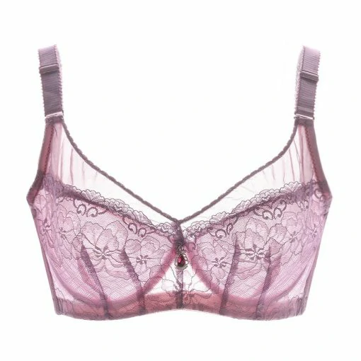 Boireannaich Ultra Thin Sexy Lace Brùth suas Bra Plus Meud BCD