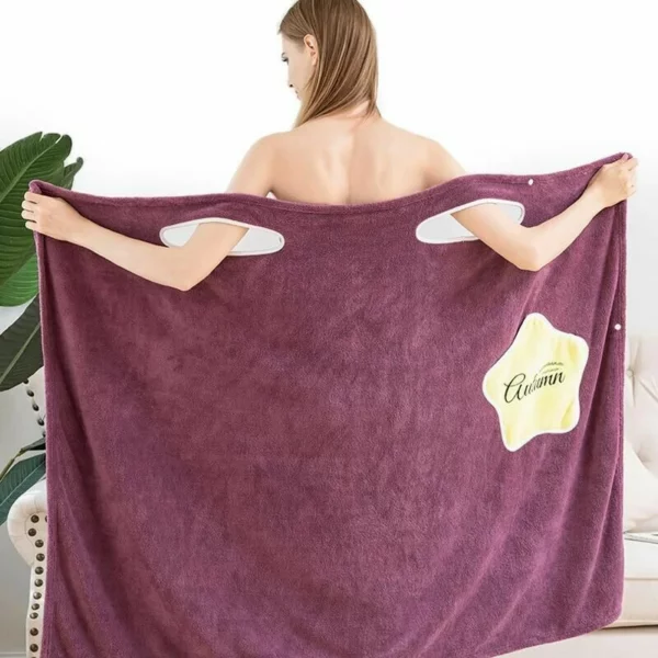 ⚡NYTTÅRSSALG⚡--Kvinne hurtigtørkende bærbar mikrofiber plysj badekåper