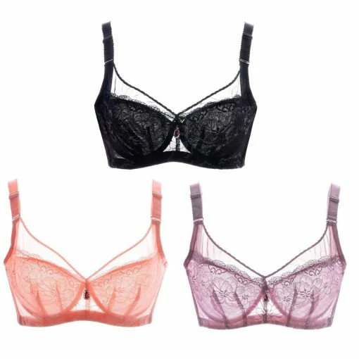 Women Ultra Thin Sexy Lace Push up Bra Plus Size BCD