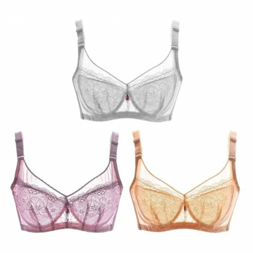 Mná Lása Sexy Ultra Thin Brúigh suas Bra Plus Méid BCD