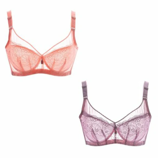 Boireannaich Ultra Thin Sexy Lace Brùth suas Bra Plus Meud BCD