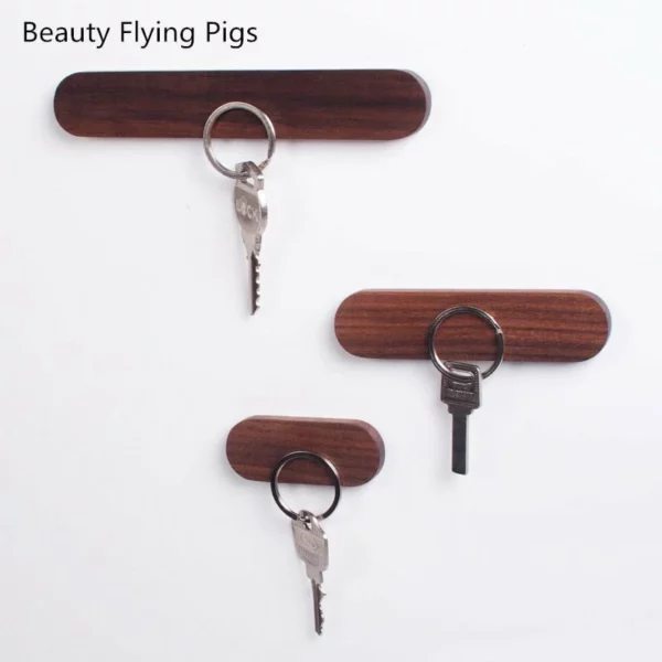 Detentur taċ-ċavetta tal-injam Organizzatur tal-Ħażna taċ-Ċavetta tal-Ħajt Strong Magnetic Key Rack Hanger Key Ring Hooks Skrivan Housekeeper fuq il-ħajt