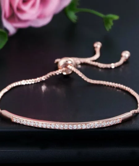 CWWZircons Adjustable Bracelet Bangle for Women Captivate Bar Slider Brilliant CZ Rose Gold Color Jewelry Pulseira Feminia CB089