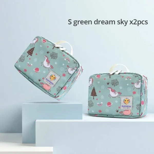 Sunveno Baby Diaper Bags Maternity Bag para sa Disposable Reusable Fashion Prints Wet Dry Diaper Bag Double Handle Wetbags 21*17*7CM