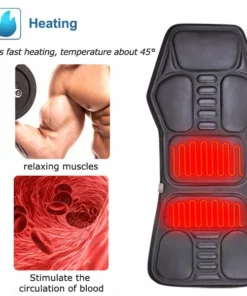 KLASVSA Electric Heating Vibrating Back Massager Chair In Car Home Office Lumbar Neck Mattress Pain Relief LED remote control