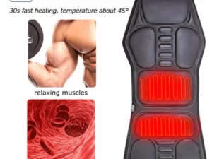 KLASVSA Electric Heating Vibrating Back Massager Chair In Car Home Office Lumbar Neck Mattress Pain Relief LED remote control