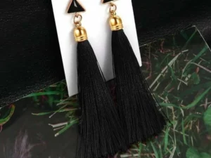 Crystal Long Drop Earrings for Women Red Cotton Silk Fabric Fringe Earrings 2021