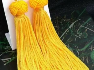 Crystal Long Drop Earrings for Women Red Cotton Silk Fabric Fringe Earrings 2021