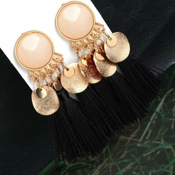 Crystal Long Drop Earrings para sa Babaye nga Red Cotton Silk Fabric Fringe Earrings 2021