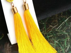 Crystal Long Drop Earrings for Women Red Cotton Silk Fabric Fringe Earrings 2021