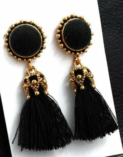 Crystal Long Drop Earrings para sa Babae Red Cotton Silk Fabric Fringe Earrings 2021