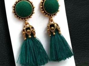 Crystal Long Drop Earrings for Women Red Cotton Silk Fabric Fringe Earrings 2021