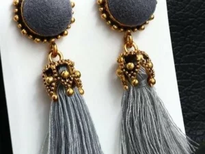 Crystal Long Drop Earrings for Women Red Cotton Silk Fabric Fringe Earrings 2021