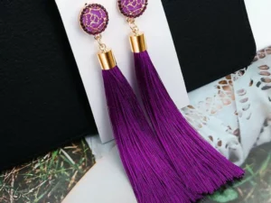 Crystal Long Drop Earrings for Women Red Cotton Silk Fabric Fringe Earrings 2021