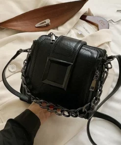 Shoulder Bag PU Leather Retro Chains Hasp Maliit na Pinong Bucket Bag