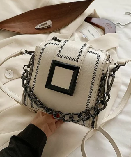 Shoulder Bag PU Leather Retro Chains Hasp Maliit na Pinong Bucket Bag