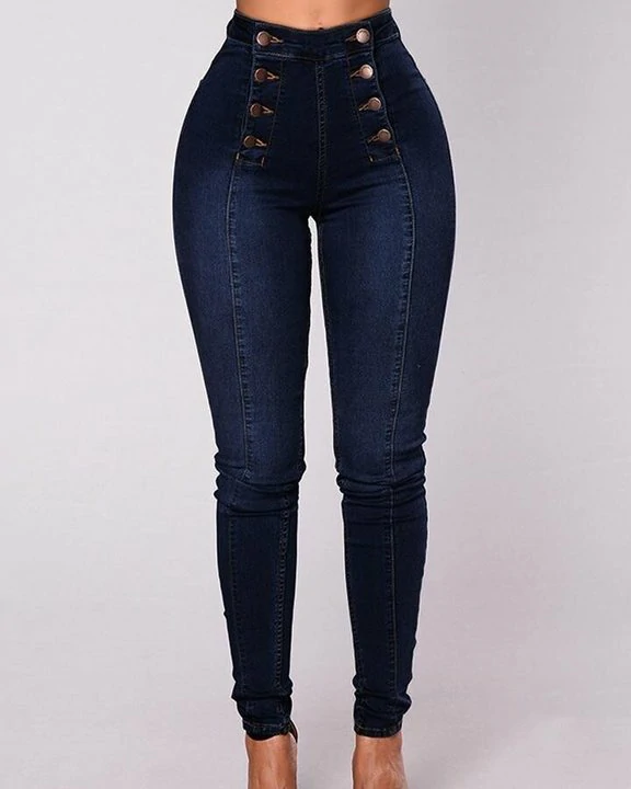 🔥Last day 50% OFF🔥 Double Breasted High Waist Skinny Jeans