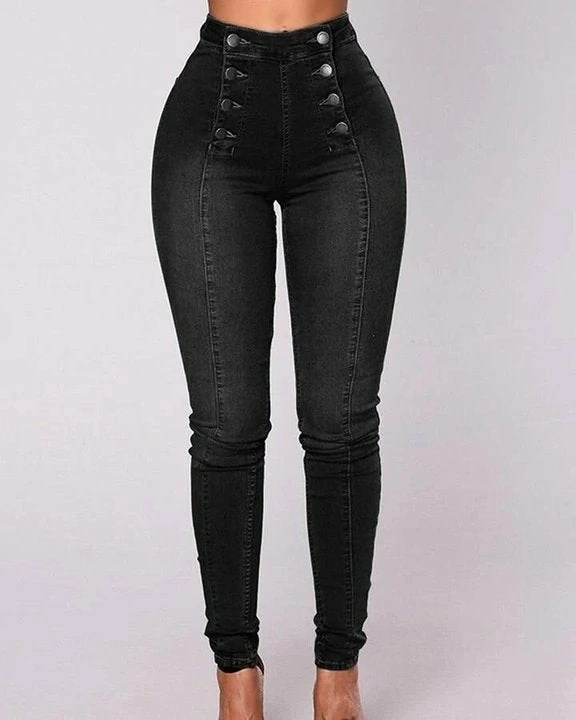 🔥Last day 50% OFF🔥 Double Breasted High Waist Skinny Jeans