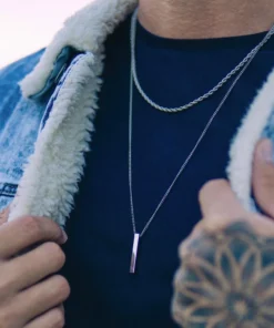 Bar & Rope Necklace Set (Silver)