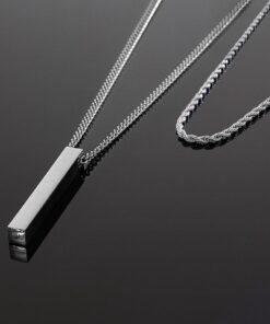 Bar & Rope Necklace Set (Silver)